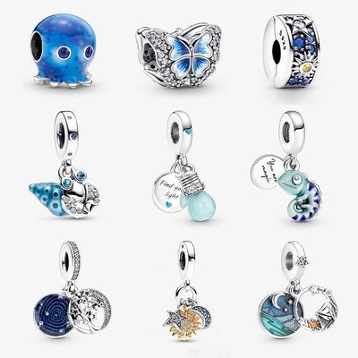 2023 Nuovo Argento Sterling 925 Charms Perline Originale Tartaruga Camaleonte Blu Cristallo Adatto Bracciali Pandora Gioielli Fai Da Te Per Le Donne