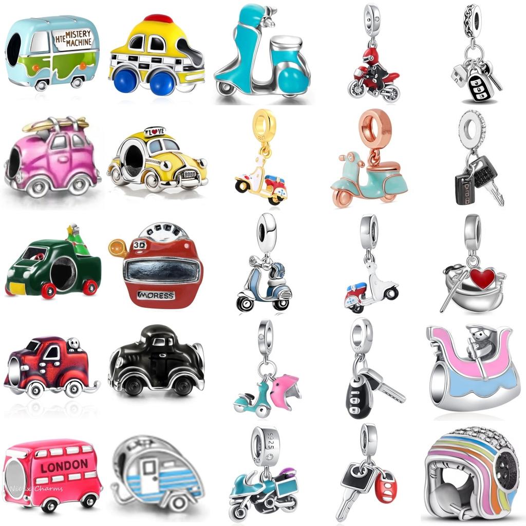 Brand New Copper Metal Helmet Car Key Motorcycle Pendant Bead Component Trinket Bead Component Compatible With Authentic Original Charm Bead