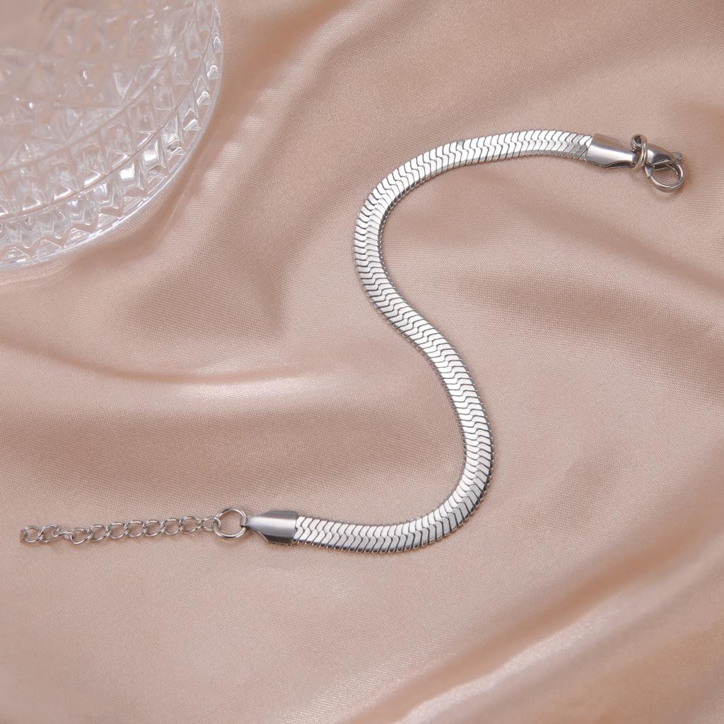 Trendy Classic Snake Chain Bracelet Gold Width 2/3/4/5MM Stainless Steel Chain Bracelets For Women Men Jewelry