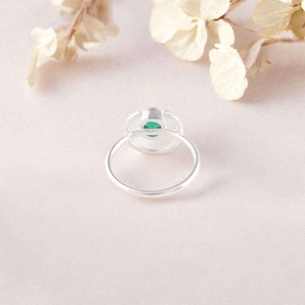 Green Onyx Ring 925 Sterling Silver Handmade Gemstone Jewelry For Christmas Gift RR-54-19