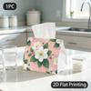1pc Tissue Box, Soft Floral White Jasmine Romantic Fresh Pattern, 2D Flat Printing, Lightweight, Can Be Washed, Tissue Organizer, for Washrooms, 2D Fl