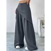 Pantaloni da Tuta Irregolari Larghi con Lacci per Donna Nuovo Design Slim a Gamba Larga per Donna Ufficio Monocolore Primavera Autunno Casual Moda Ufficio Pantaloni