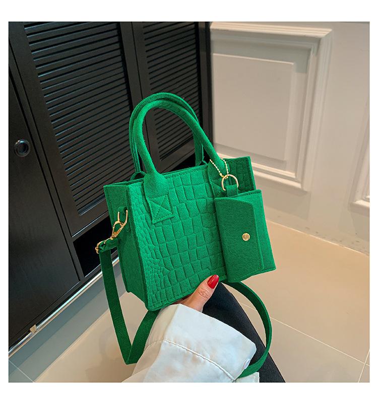 

Фетровый узор под крокодила, однотонная ручная маленькая квадратная сумка, комплект из трех предметов, сумка для матери и ребенка, популярная сумка на одно плечо