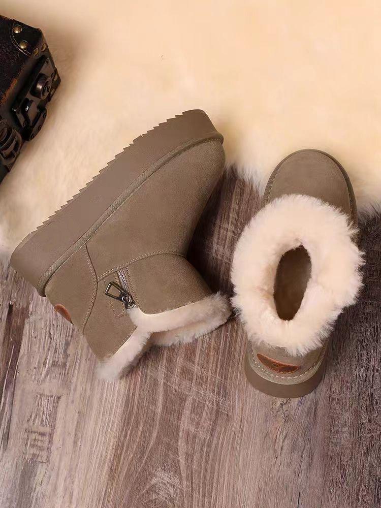 Winter warm plush thickened cotton boots thick-soled plush snow boots new thickened outer cotton shoes
