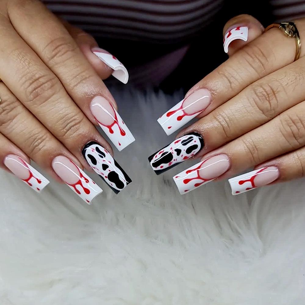 

Halloween Blood Drop Skull Extra Long Press-On Nails