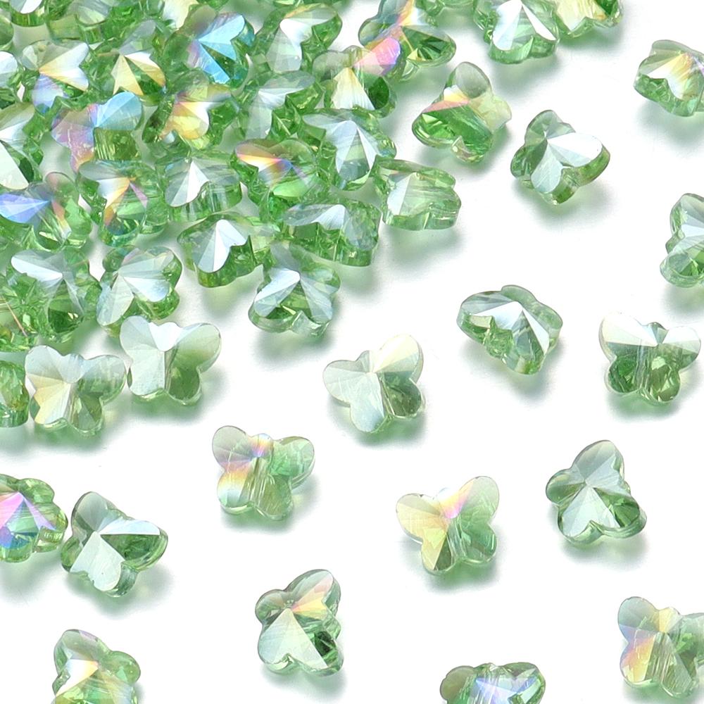50Pcs/Lot 10×8mm Crystal Beads Transparent Colorful Butterfly Shape Hole Size 1.2mm Loose Beads Diy Jewelry Bracelet Necklace
