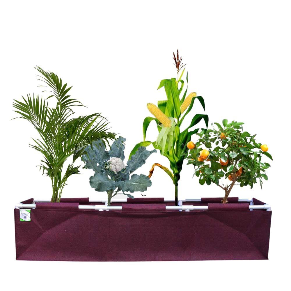 Geo Rectangle Grow Bag with Supporting PVC Pipes for Home Garden | Geo Fabric 450 GSM (Pack of 1)