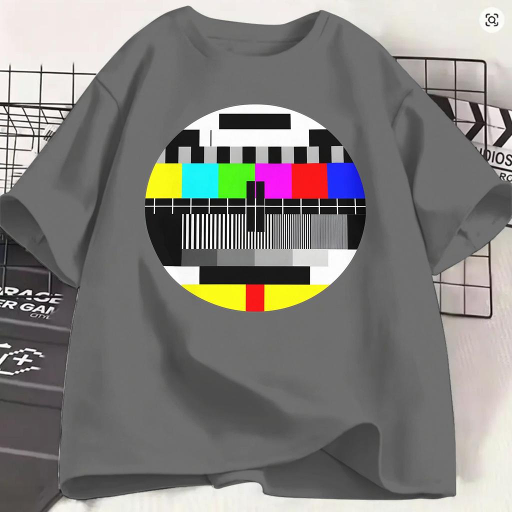 No Signal Tv Test Card Unisexs T Shirt Funny Tees Short Sleeve Crew Neck TShirts Cotton Plus Size Clothing