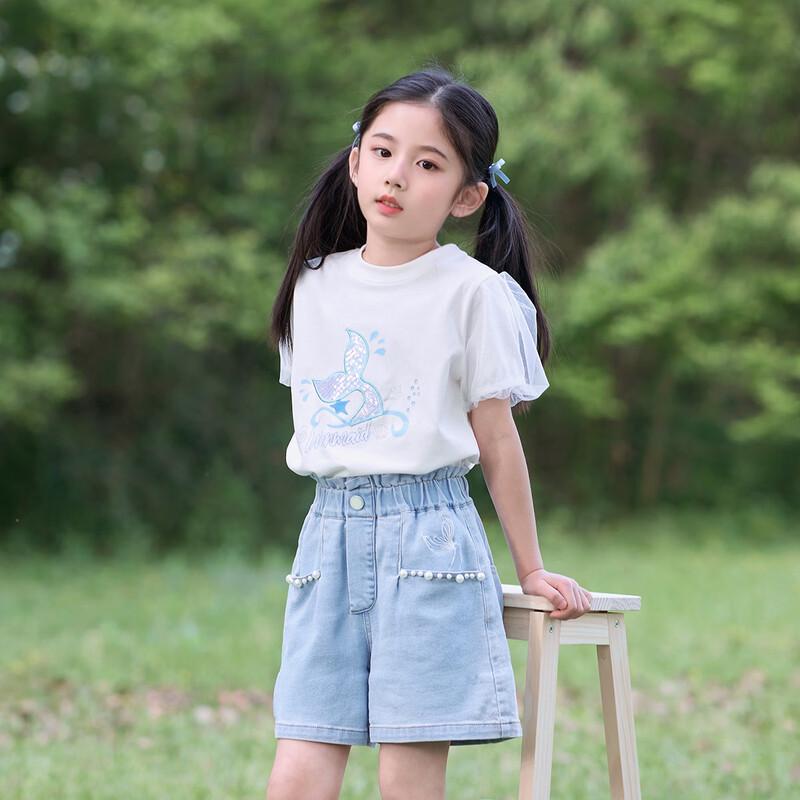 Xiaohu Patty Girls  T-Shirt & Denim Shorts Set 150