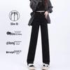 Women's High Waist Slimming Black Cigarette Jeans - Slim Fit Straight Leg Pants for Petite, Perfect for Spring and Autumn 2025
