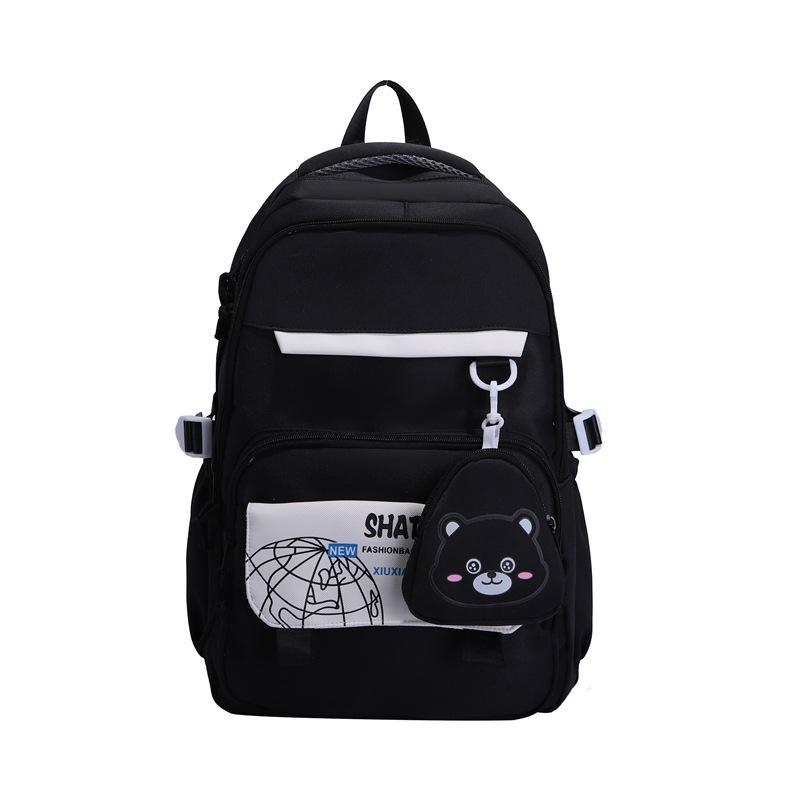 

High value, large capacity, niche, light weight, cute versatile schoolbag, junior high school student backpack чорний