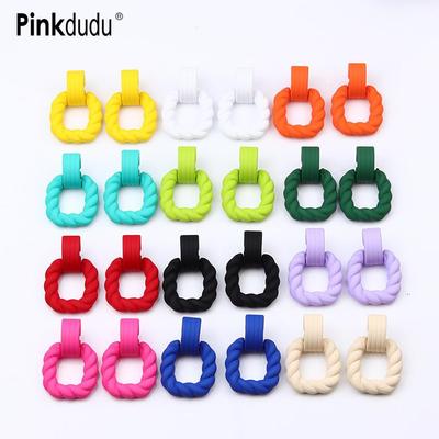 Geometric Circle Acrylic Stud Earrings Minimalist Square Drop Earrings Rubberized Colorful Earrings PD2230