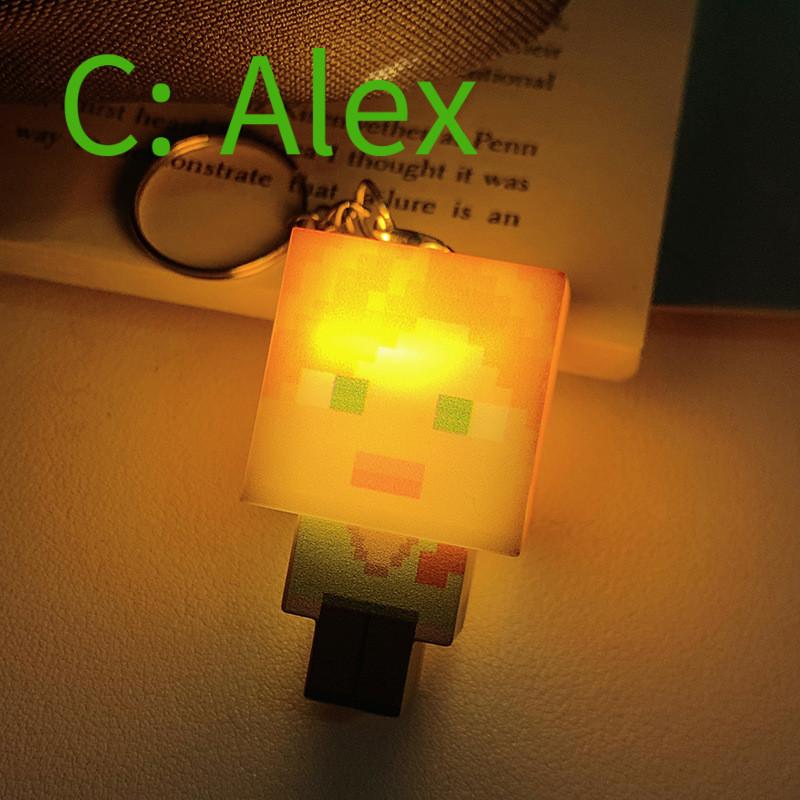 Minecraft Surrounding Torch LED Light USB Rechargeable Mini Torch Keychain Backpack Pendant Children Gifts LED Night Light