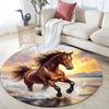 Galloping Horse Round Area Rug,Carpet Rug for Living Room Bedroom Sofa Playroom Decor,Non-slip Floor Mat