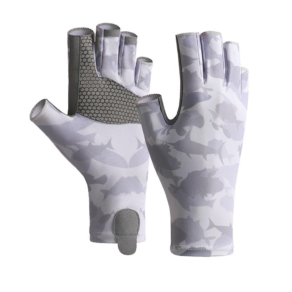 Outdoor Fishing Half Finger Gloves Ice Silk Sunscreen Breathable Cycling Anti-slip Wear-resistant Leaky Finger Gloves