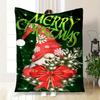 "Merry Christmas Gnome with Red Bow Decoration"Blanket Flannel Throw Blanket for Sofa, Bed, Travel, Camping, Office