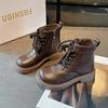 New Children's Autumn Boots Solid Color Cool Girl Causal Ankle Boots Round-toe Versatile Kids Fashion Leather Boots Side Zipper