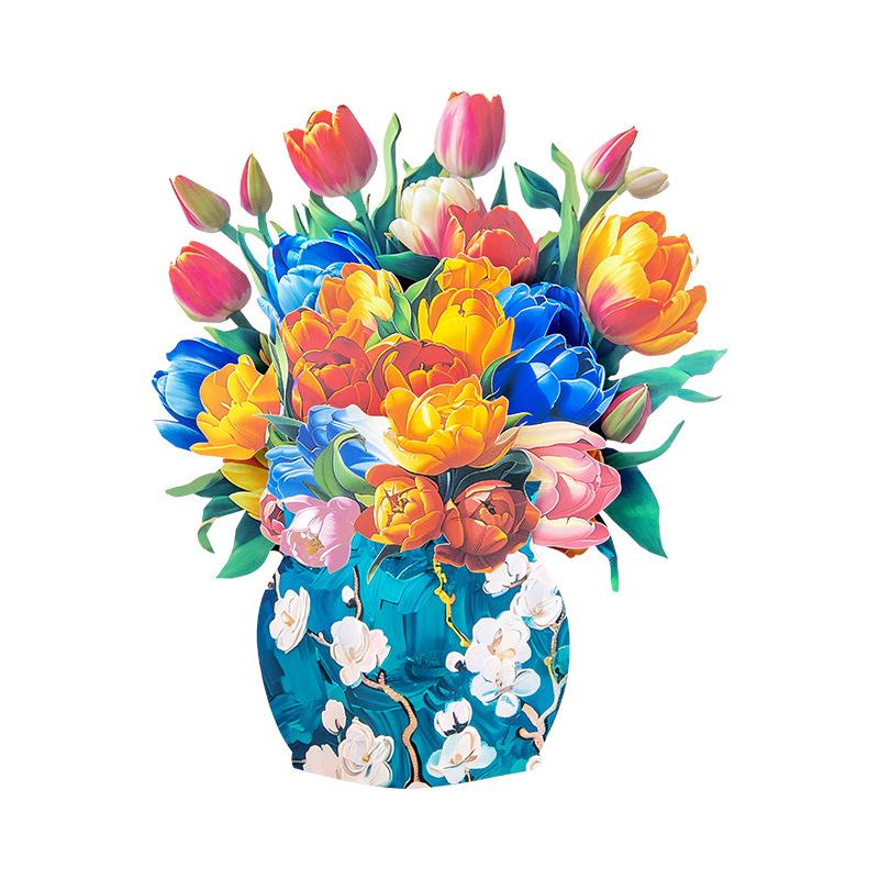 

Настольная открытка ко Дню матери - 3D-открытка-ваза ручной работы из бумаги, идеально подходит для демонстрации и празднования Дня матери