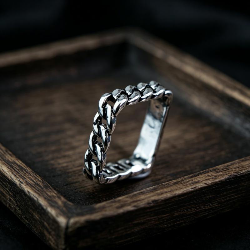 European & American Fashion Retro Smile Face Multi-layer Open Silver Ring - Trendy Korean Punk Simple Design for Women