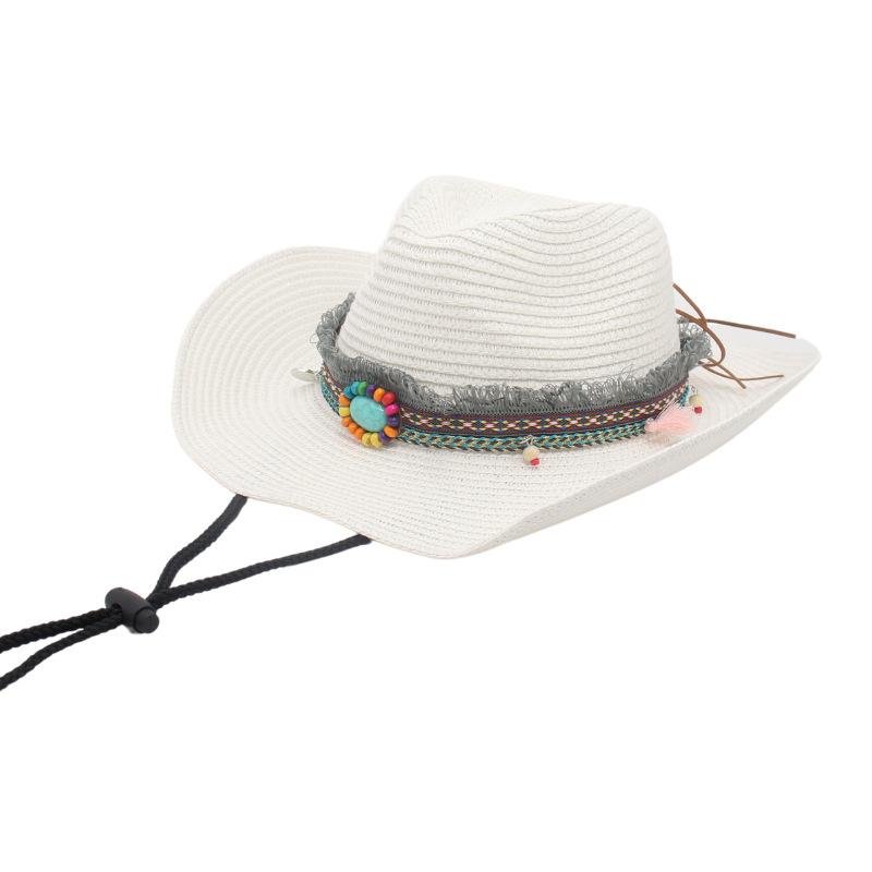 Internet Celebrities With Western Cowboy Straw Hat Outdoor Outing Sunshade Sunscreen Ethnic Wind Weaving Beach Hawaii Tibetan