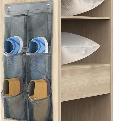 Wall-Mounted Storage Bag 6 Compartments Mesh Closet Shoe Holder Door Hanging Shoe Rack Bedroom Supply