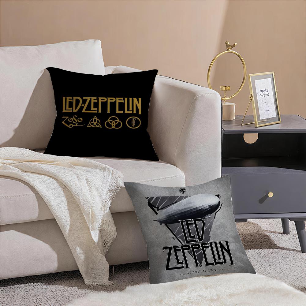 Band LLed ZZeppelin Cushion Cover Silky Short Plush Invisible Zipper Dustproof Sofa Pillow Case for Home Decor