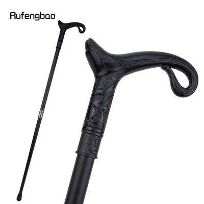 Schwarzer luxuriöser geschwungener Linientyp-Gehstock, modischer dekorativer Gehstock, Gentleman, eleganter Cosplay-Gehstock, Knauf, Crosier, 93 cm