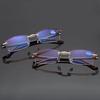 1/3PCS Rimless Square Reading Glasses Anti-blue Light Presbyopic Computer Eyeglasses Men Women +1.0 To +4.0 Gray Lens