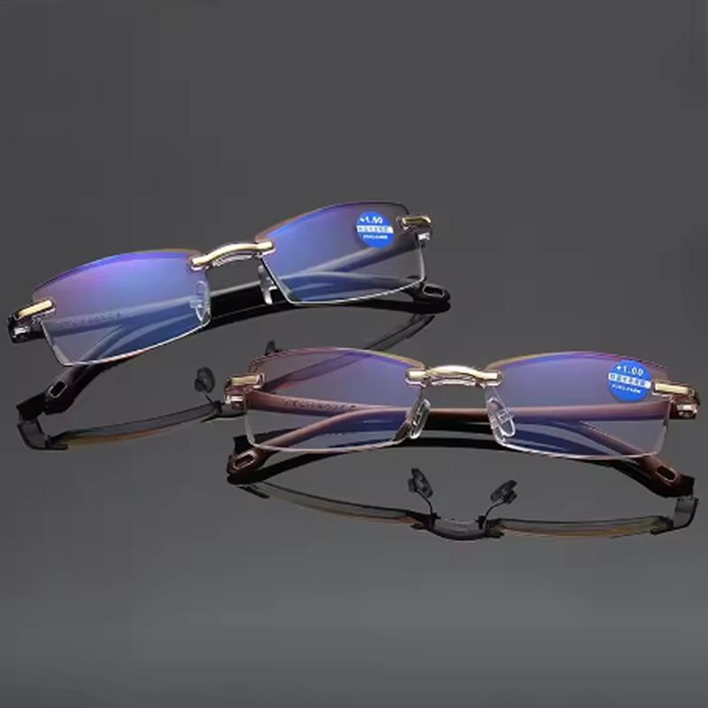 1/3PCS Rimless Square Reading Glasses Anti-blue Light Presbyopic Computer Eyeglasses Men Women +1.0 To +4.0 Gray Lens