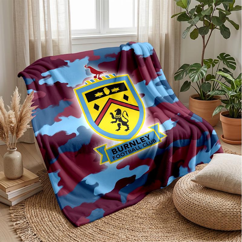 Coperta in Flanella con Stampa Calcio Burnley, Coperta Morbida Calda Leggera per Divano Letto Campeggio