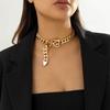 Exaggerated Big Heavy Metal Belt Choker Necklace for Women Punk Thick Chunky Clavicle Chains Grunge Neck Jewelry Steampunk Men