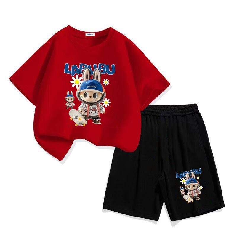 Summer LBB Cartoon Printed Fashionable Short-sleeved Children's Casual Two-piece Set