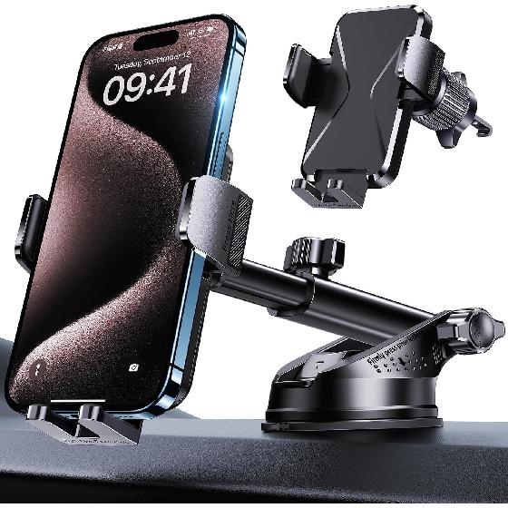 DOLYOFG Car Phone Holder Mount, [Military-Grade Suction & Super Sturdy Base] 3 in 1 Universal Phone Mount for Car Dashboard Windshield Air Vent Dash