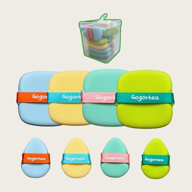 Rhea - Set of 8: Square Powder Puff + Mini Finger Powder Puff + Case 8 Pcs - Mixed Color
