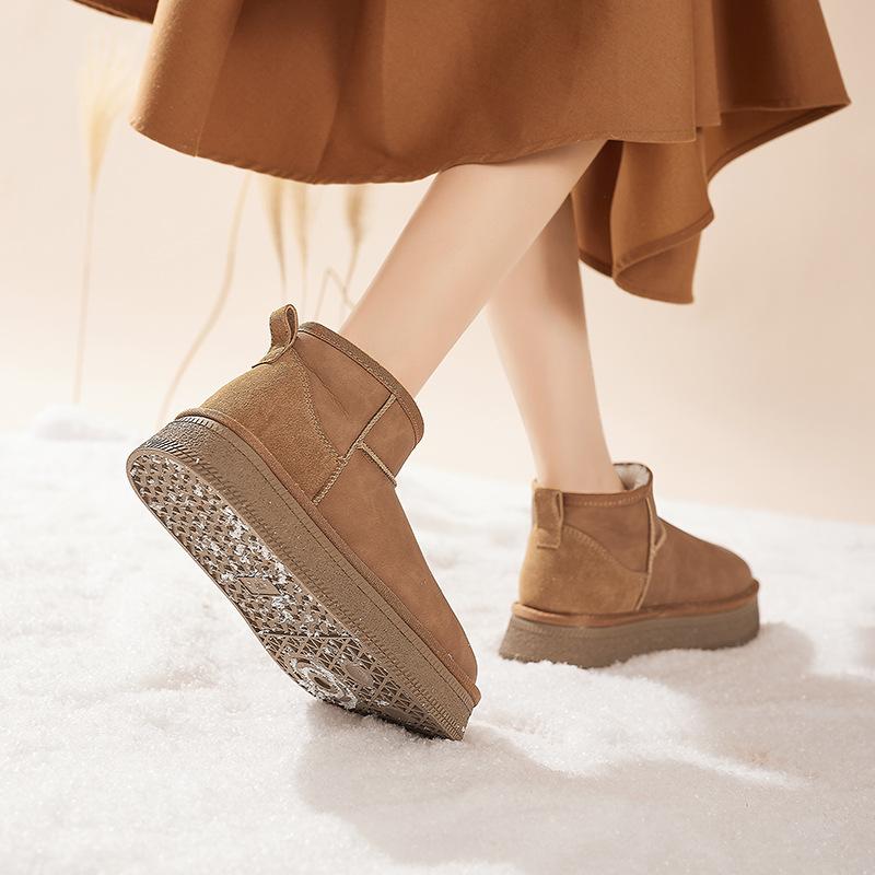 Augustine Platform Snow Boots Women's 2025 New Winter Lazy One-pedal Piled Thickened Bread Cotton Shoes Tide