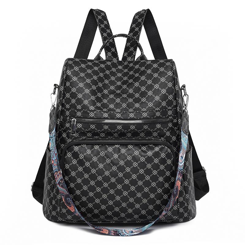 Damen-Reiserucksack, weicher Leder-Druck-Rucksack