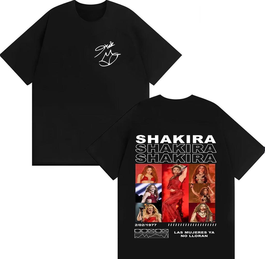 Verano Caliente Cantante Shakira Las Mujeres Ya No Lloran 2026 Primavera verano nuevo Puro Algodón Moda Manga corta Superior Unisex