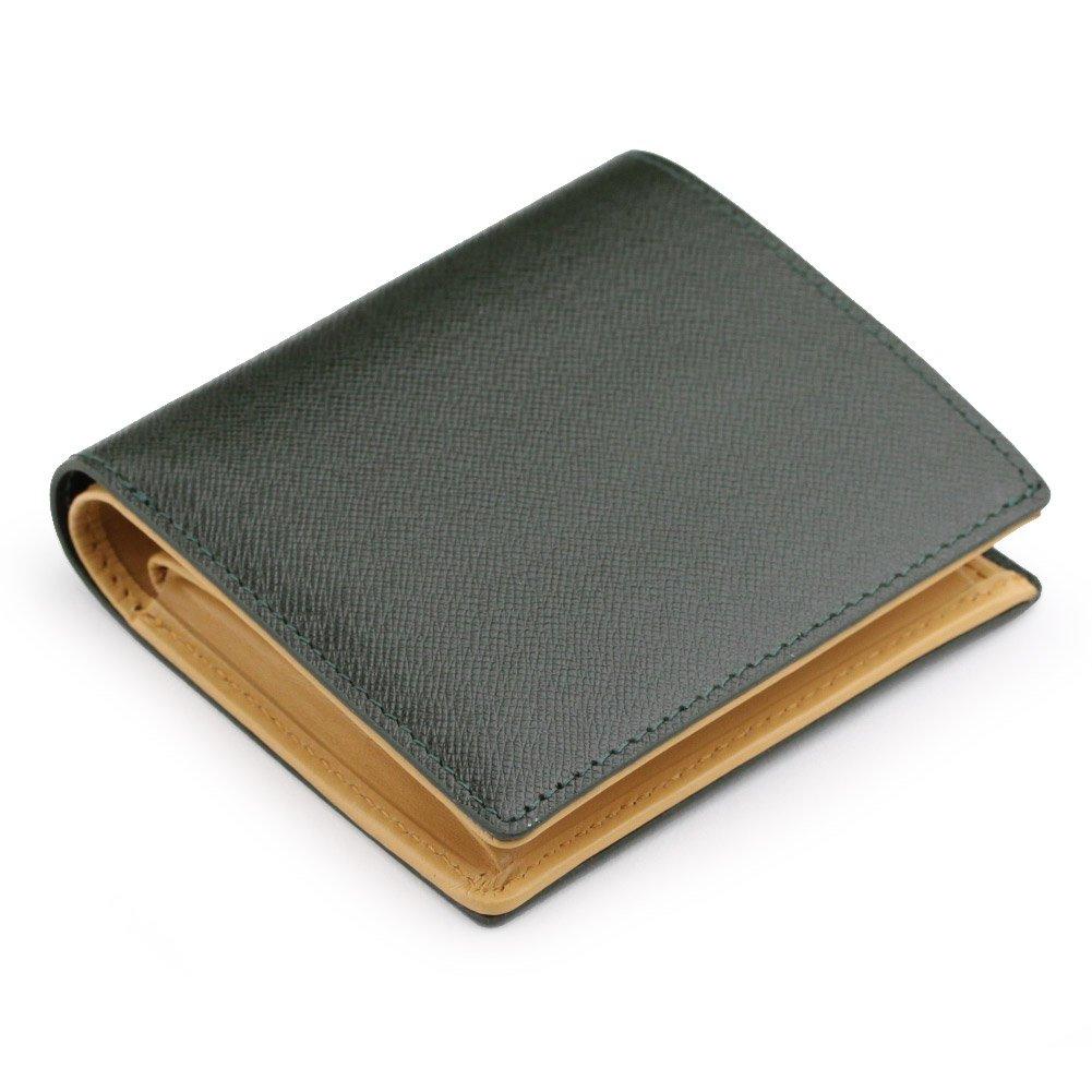 

[Abies] Кошелек-бифолд из натуральной кожи с тиснением под зерно коровьей кожи (с Коробкой Кошелек для Монет) зеленый