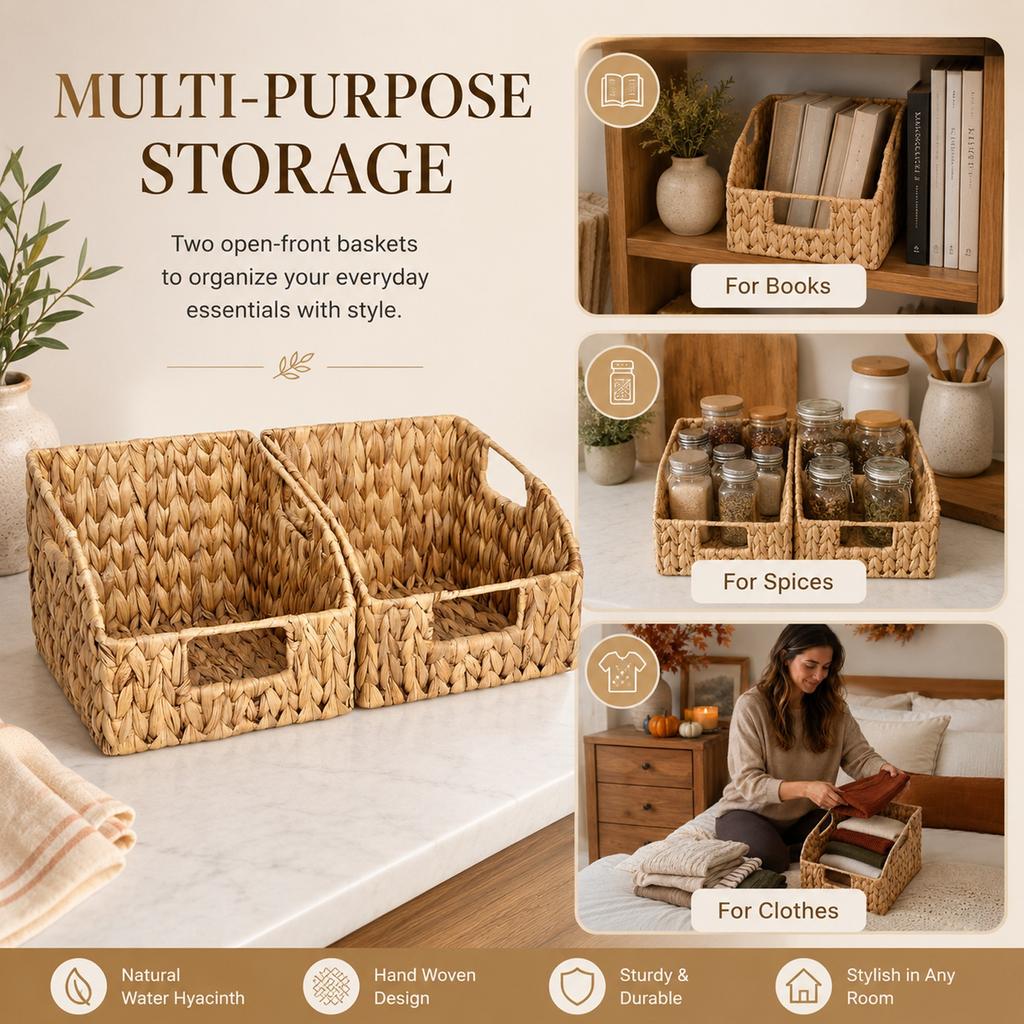 Woven Storage Basket for Desk Coffee Table - Multipurpose for Snacks and Cosmetics