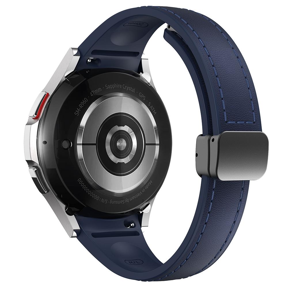 For Samsung Watch FE 40mm/Watch4 Classic Active/Watch 5/Watch6 Classic Magnetic Buckle Leather+Silicone Strap
