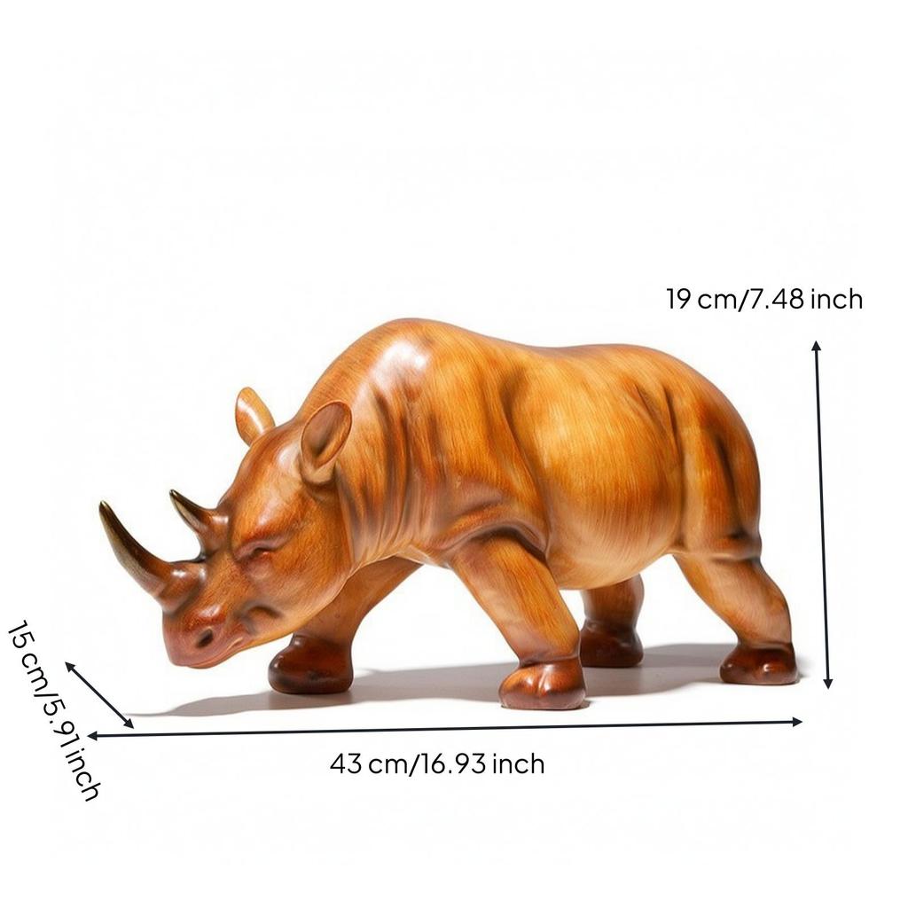 Rhinoceros Figurine Resin Rhino Modern for Office Desk, Display Cabinet
