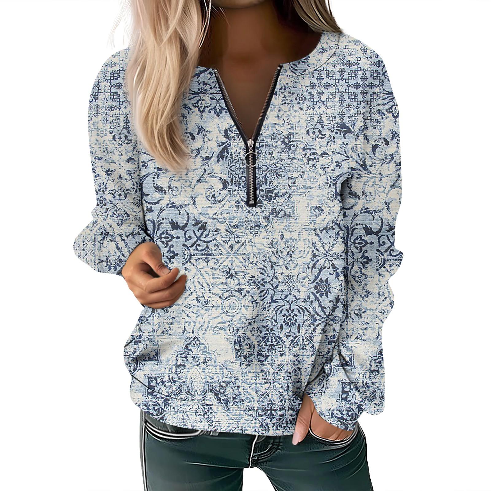 

Женский повседневный свитер с длинным рукавом, на молнии, с принтом цветов, свитшот, повседневная верхняя одежда на осень L