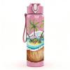 1PC Tropical Coconut Island Palm Tree Print 750ml Color Plastic Sports Water Bottle Leakproof Flip Straw Lid Suitable for Sports Office Home Use