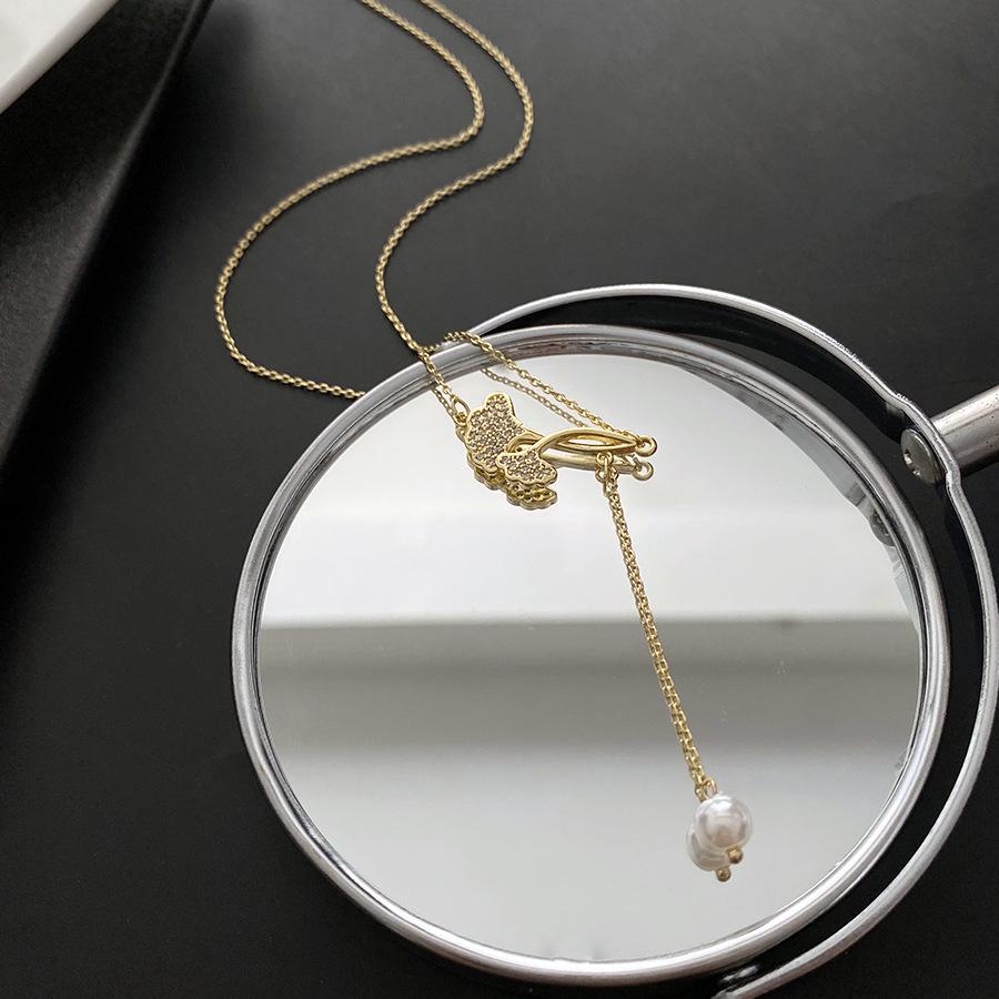 

Gold Plated Ginkgo Leaf & Pearl Pendant Necklace - Trendy Women s Design