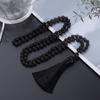 Hand Knotted Beads Necklace with Natural Stone Tassels Spiritual Jewelry Prayer Necklace for Everyday Wear and Rituals
