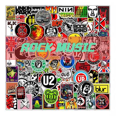 Non-Toxic Rock Band Music Stickers Aesthetic For Ipad Phone Guitar Motorcycle Skateboard Luggage Cup Fashion Art Decal Collection