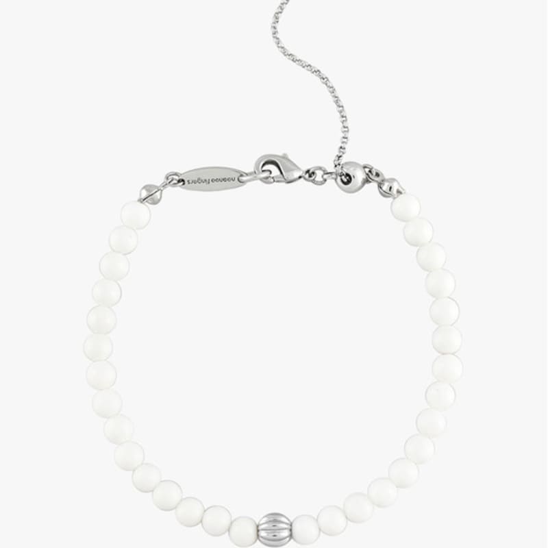 Noonoo Fingers [natural Stone] Rolling Shell Bracelet / White Mother-of-pearl
