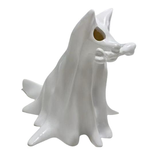 Halloween Ghost Animal Figurine Draped Ghost Dog Cat Statue Resin Spooky Tabletop Ornaments for Home Party Haunted House Decor