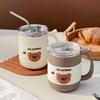 WORTHBUY 500Ml 304 Stainless Steel Coffee Mug With Straw Insulated Anti Scalding Water Cup Portable Double-Layer Drinking Cup