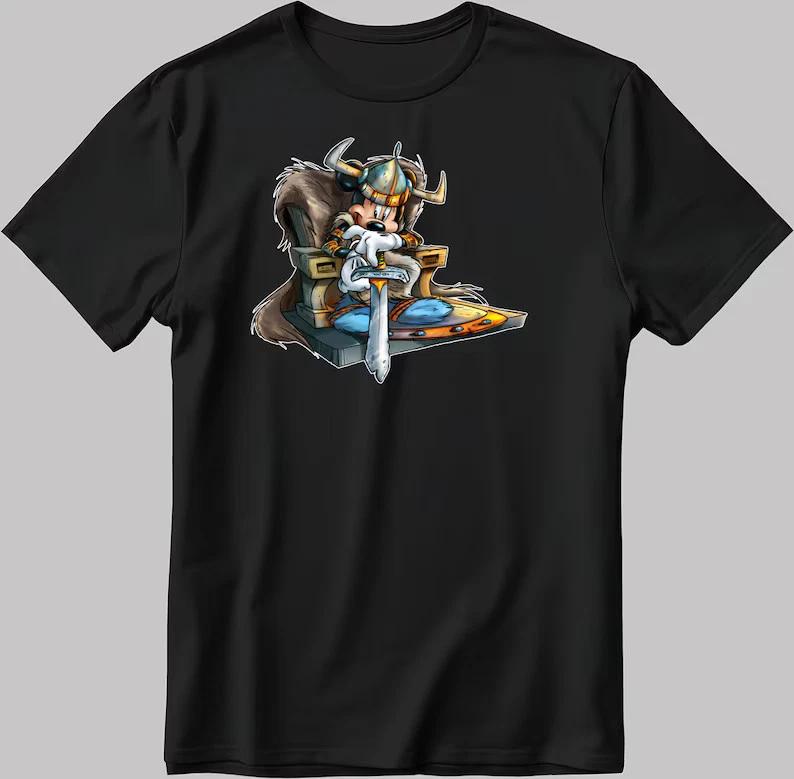 Mickey Mouse Vikings 2026 Black T Shirt S